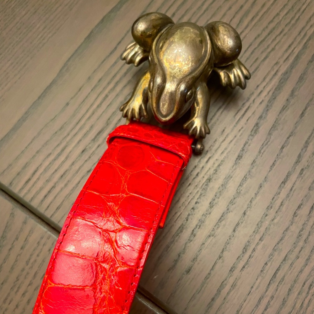 Beautiful Red Genuine Leather Crocodile Women’s Belt